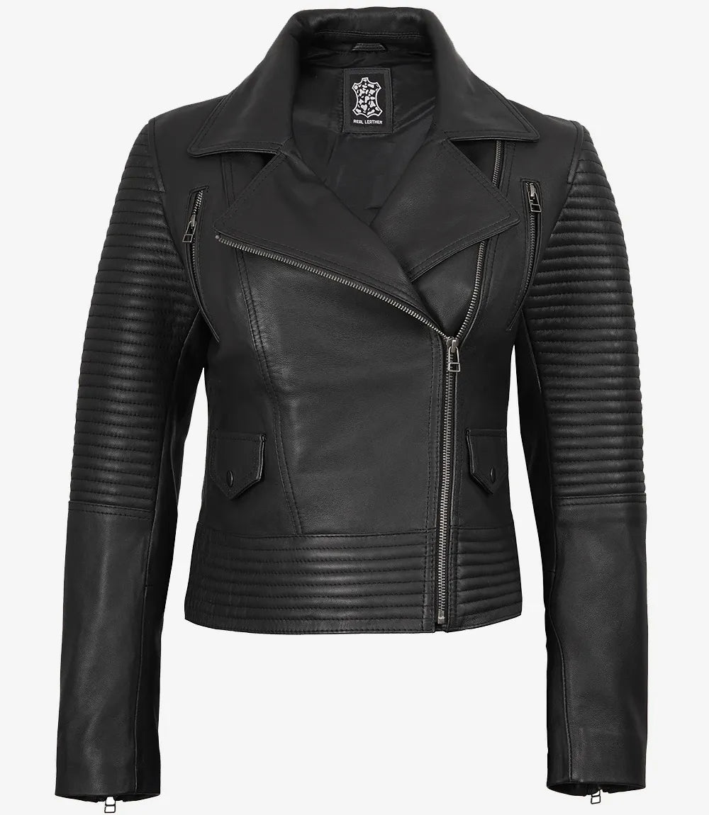 Black Women's Leather Biker Jacket