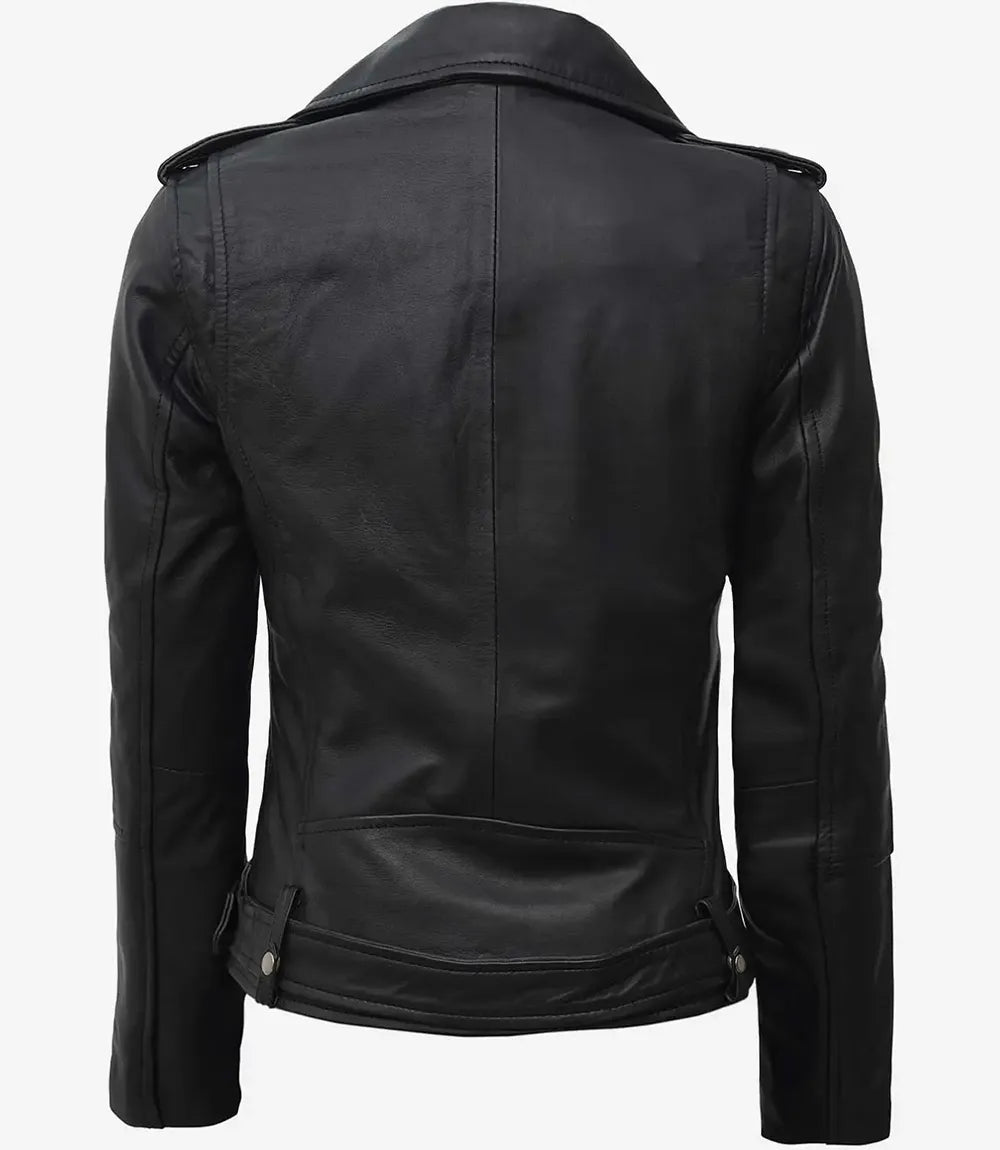 Women's Black Asymmetrical Real Biker Leather Jacket