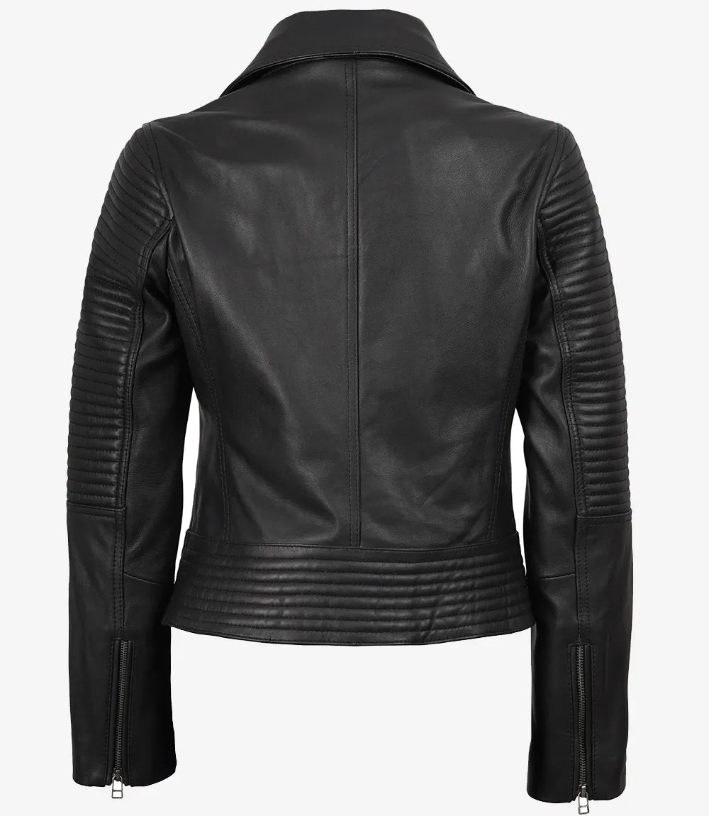 Black Women's Leather Biker Jacket