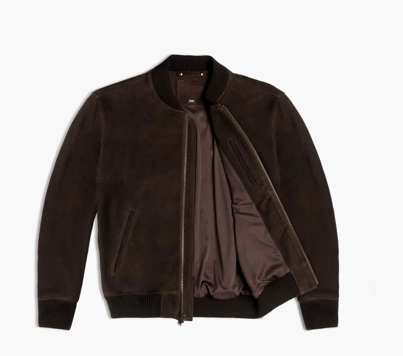 Suede Leather Bomber Jacket