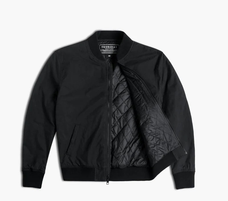 Genuine Leather Black Bomber Jacket