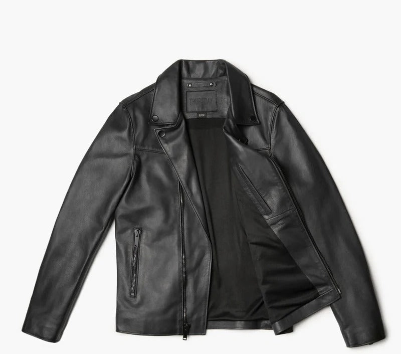 Men’s Leather Biker Jacket (Genuine Cowhide)