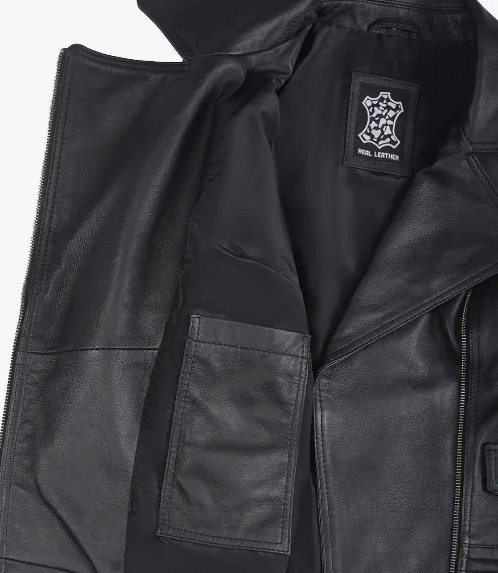 Black Women's Leather Biker Jacket
