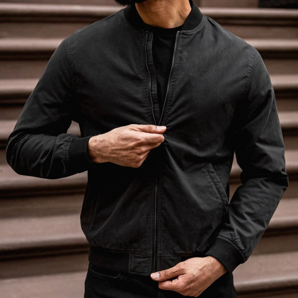 Genuine Leather Black Bomber Jacket