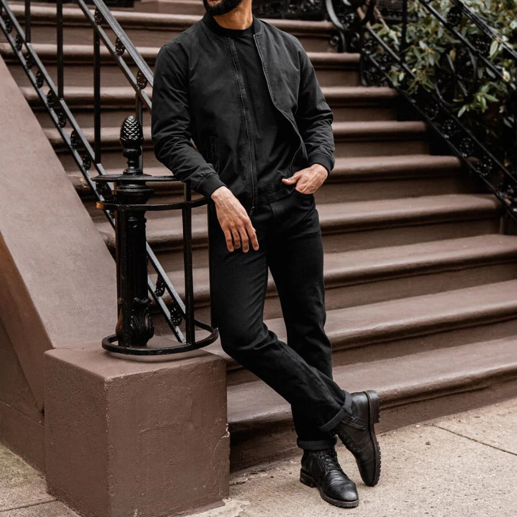 Genuine Leather Black Bomber Jacket