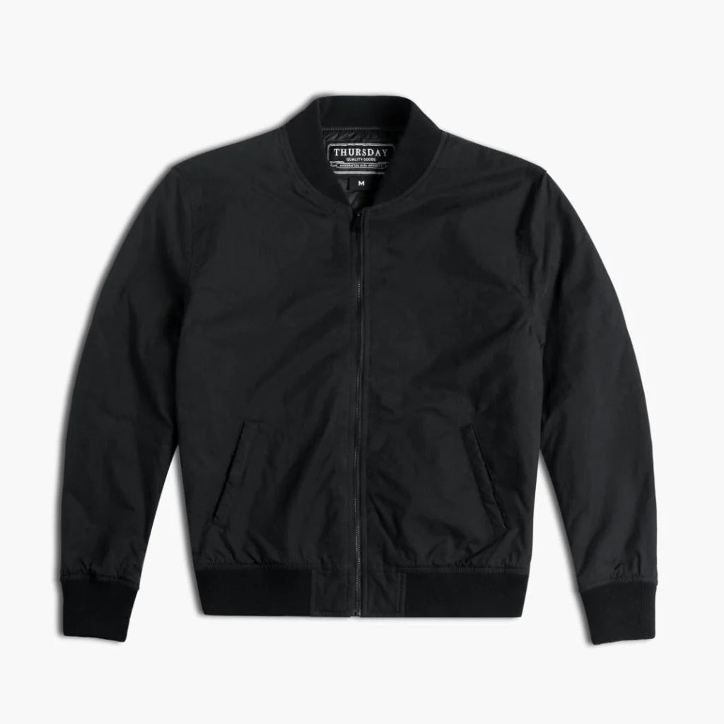 Genuine Leather Black Bomber Jacket