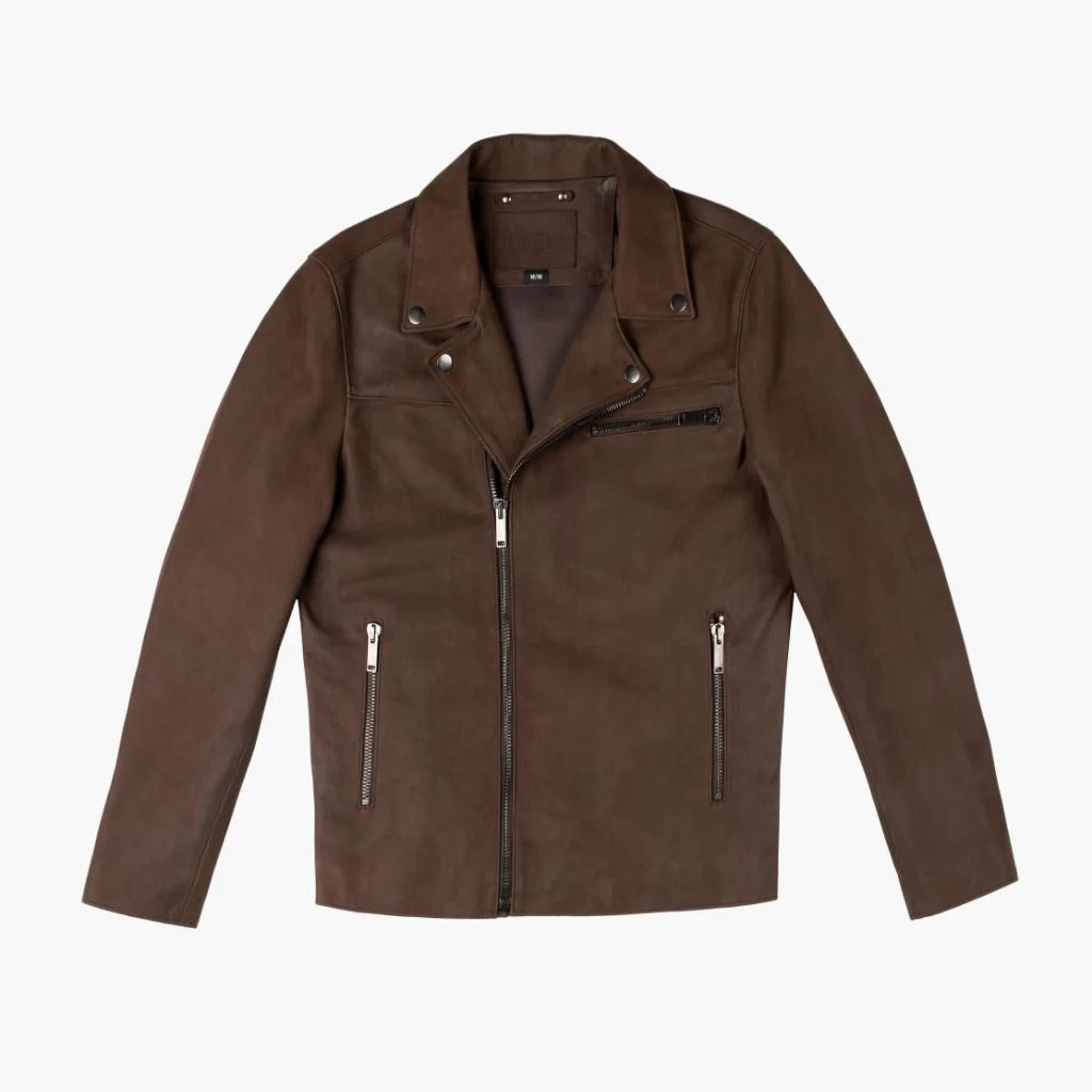 Brown Four Pocket Leather Biker Jacket
