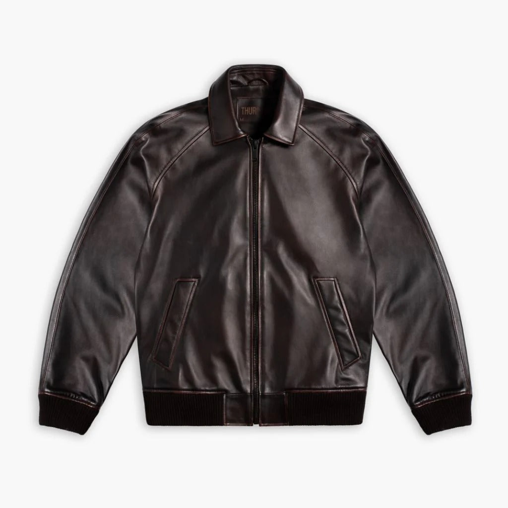 Black Signature Leather Collared Jacket