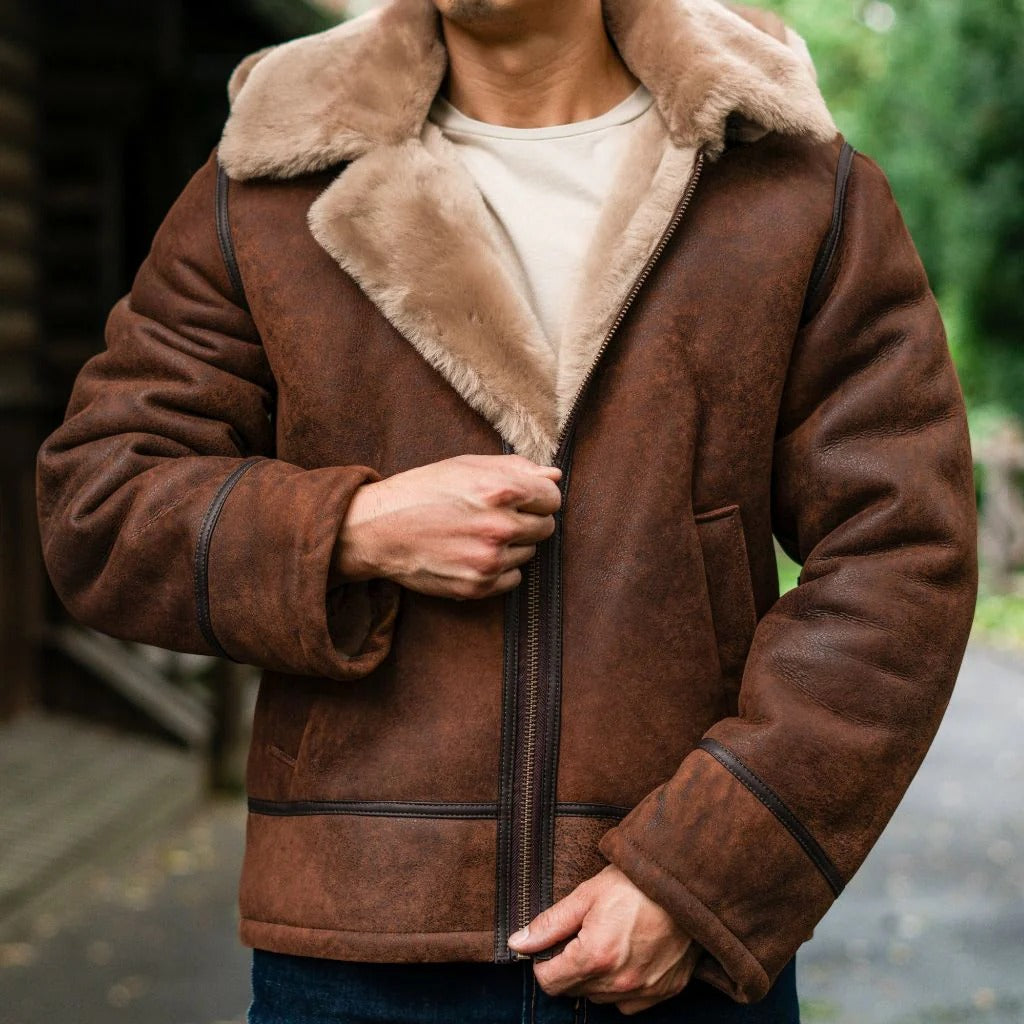 Men’s Handmade Shearling Bomber Jacket
