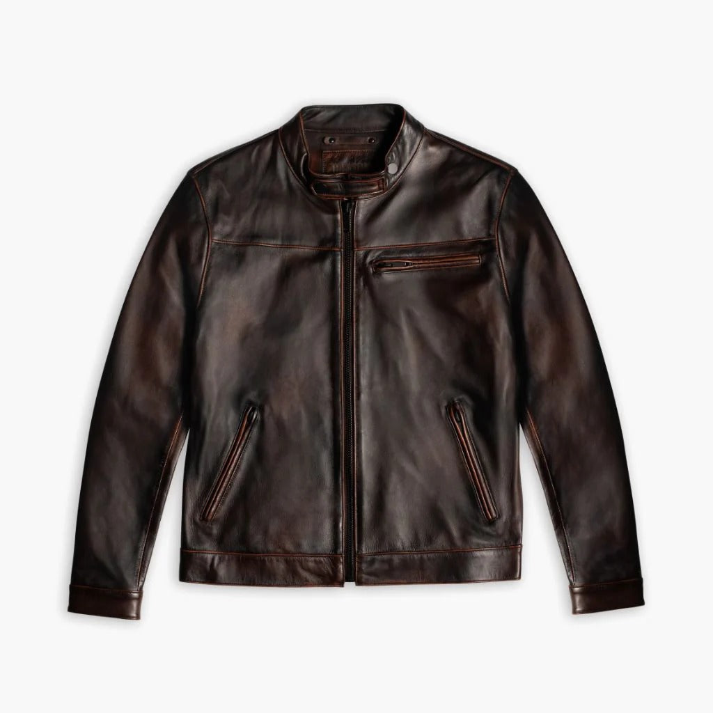 Men's Leather Biker Jacket (Slim Fit)