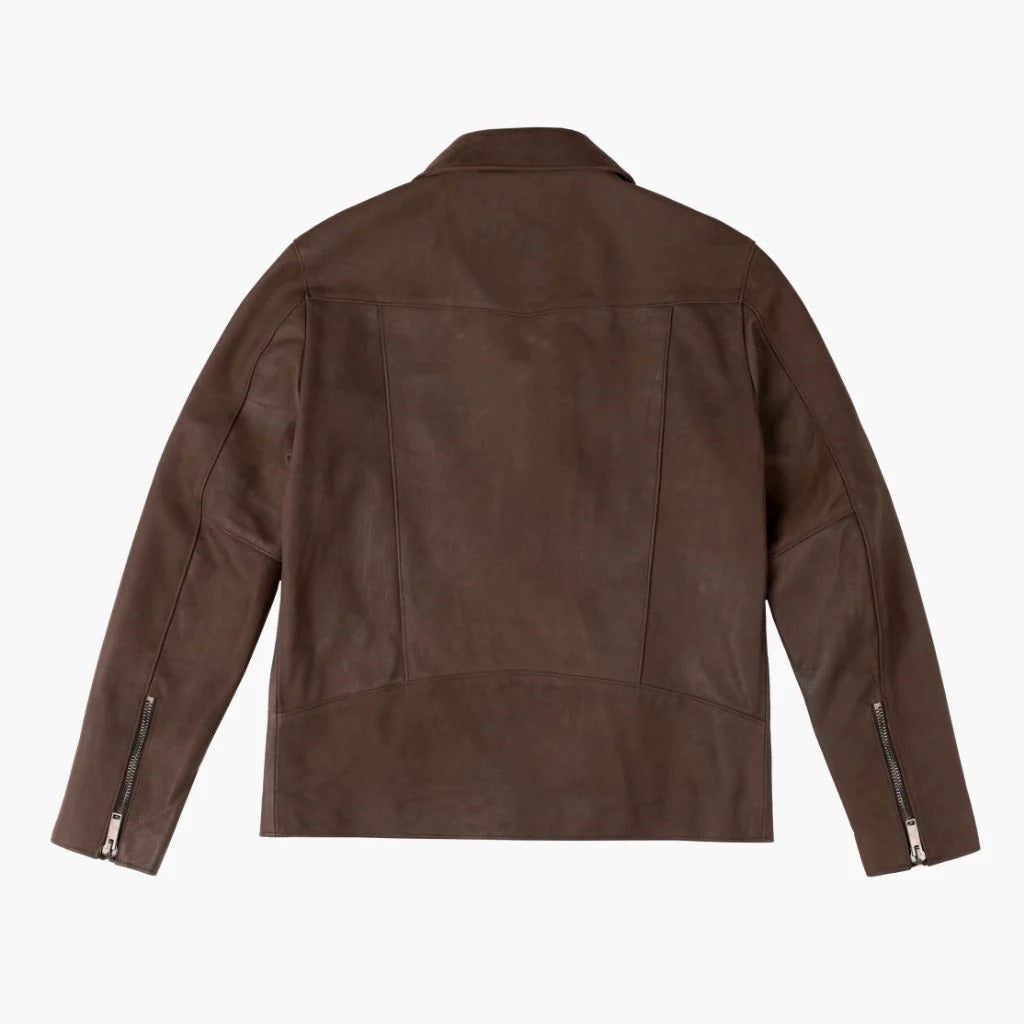 Brown Four Pocket Leather Biker Jacket