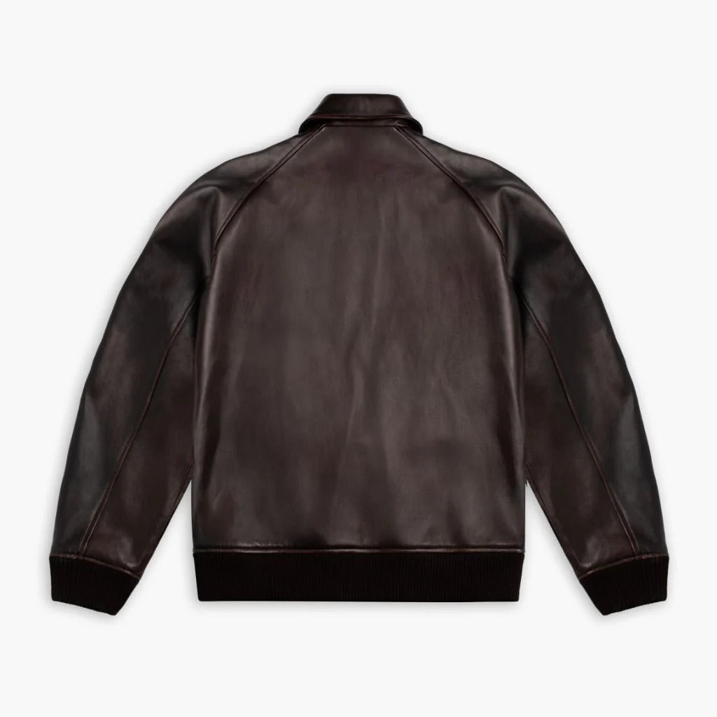 Black Signature Leather Collared Jacket
