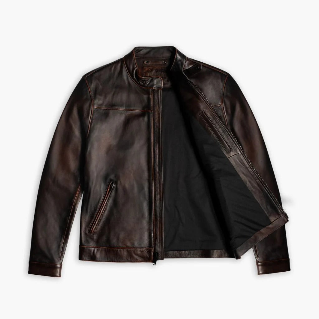 Men's Leather Biker Jacket (Slim Fit)