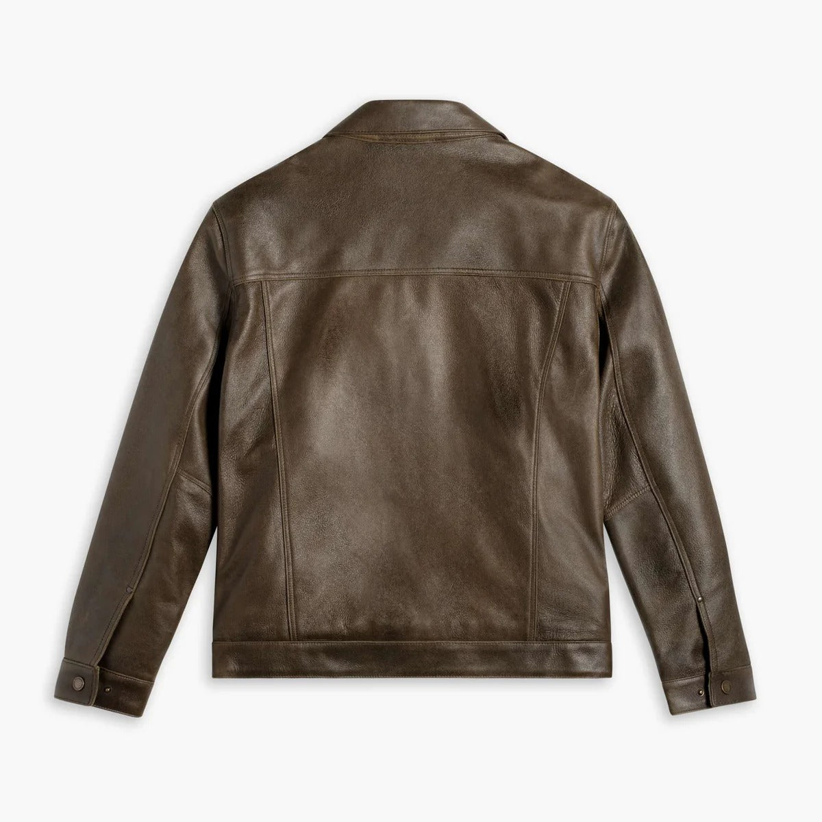 Men's Green Leather Trucker Jacket