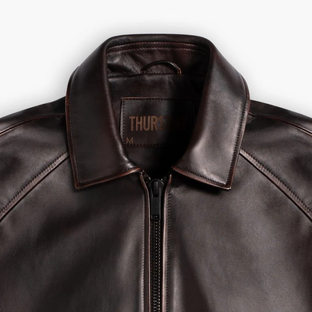 Black Signature Leather Collared Jacket