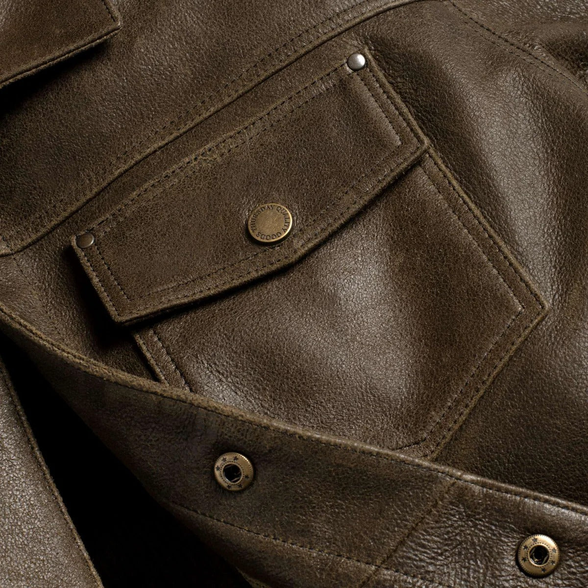 Men's Green Leather Trucker Jacket