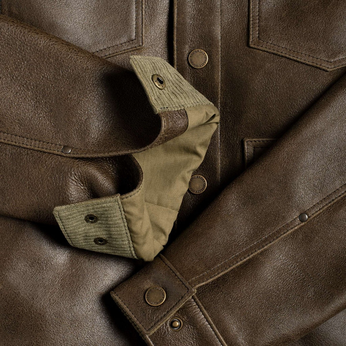 Men's Green Leather Trucker Jacket