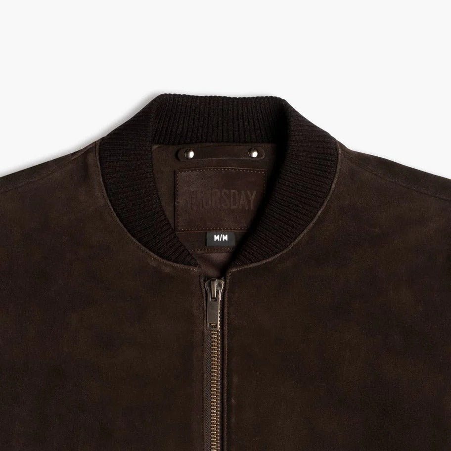 Suede Leather Bomber Jacket