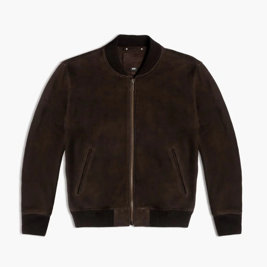 Suede Leather Bomber Jacket