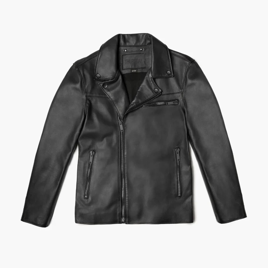 Men’s Leather Biker Jacket (Genuine Cowhide)