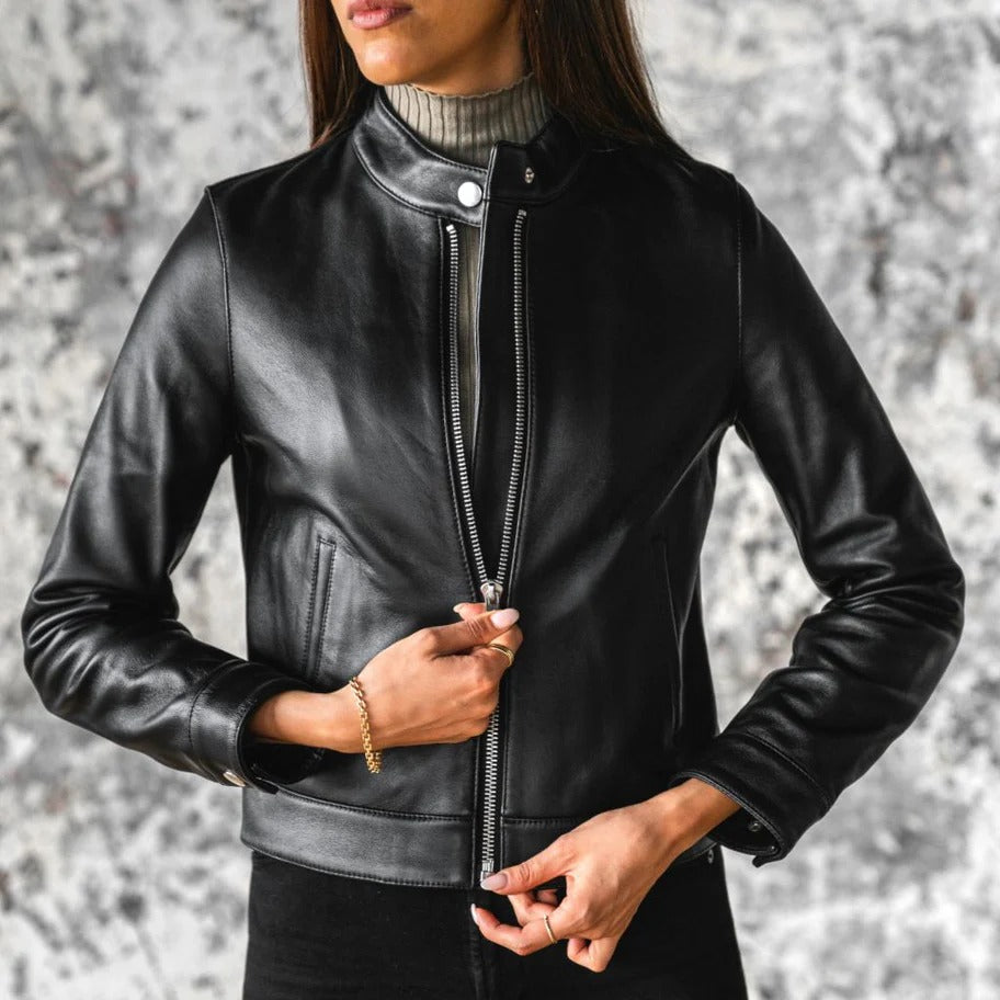 Women’s Leather Racer Jacket