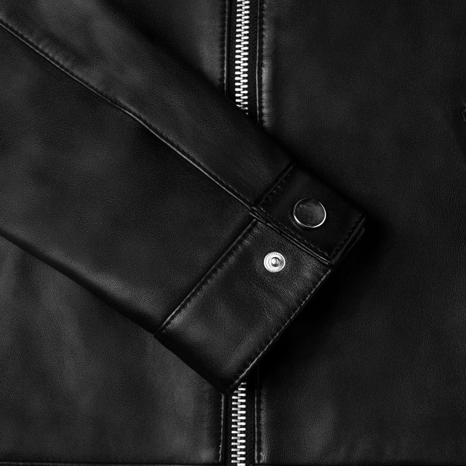 Men's Black Leather Cafe Racer Jacket